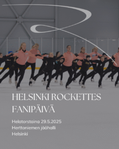 Rockettes-luistelijat ja heidän eri puolilta Suomea saapuneet eri-ikäiset faninsa harjoittelevat yhdessä.
